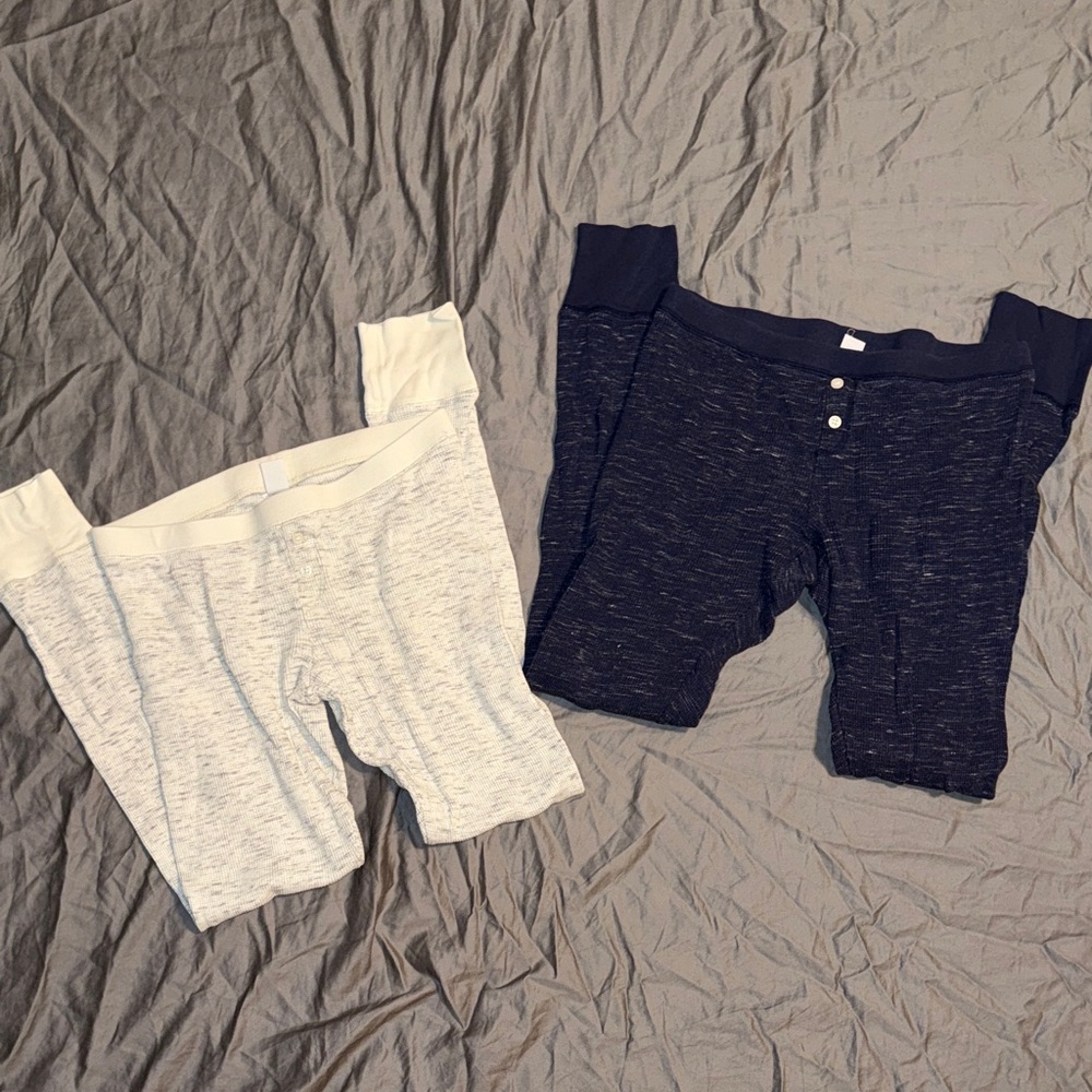2 Old Navy Pajama Pants Thermal - Heather Gray and Dark Navy